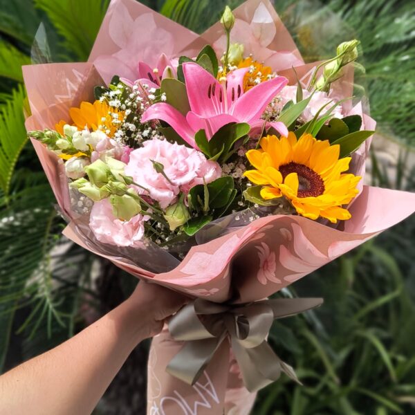 03 - Buque com 6 Flores do Campo Coloridas Estilo Coreano